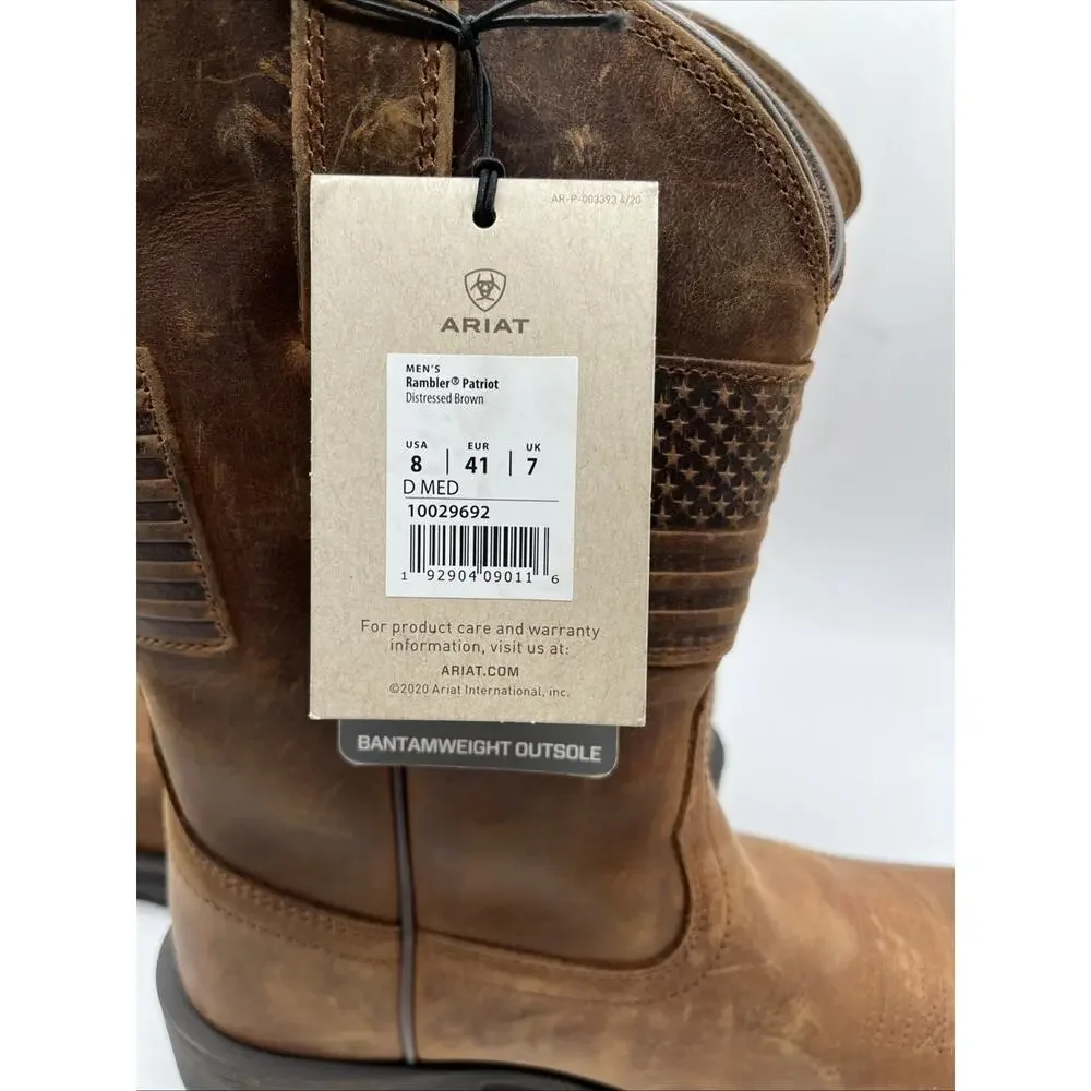 Ariat Rambler Patriot Boots 10029692 Men’s Sz 8 D Leather Western Workwear NWT